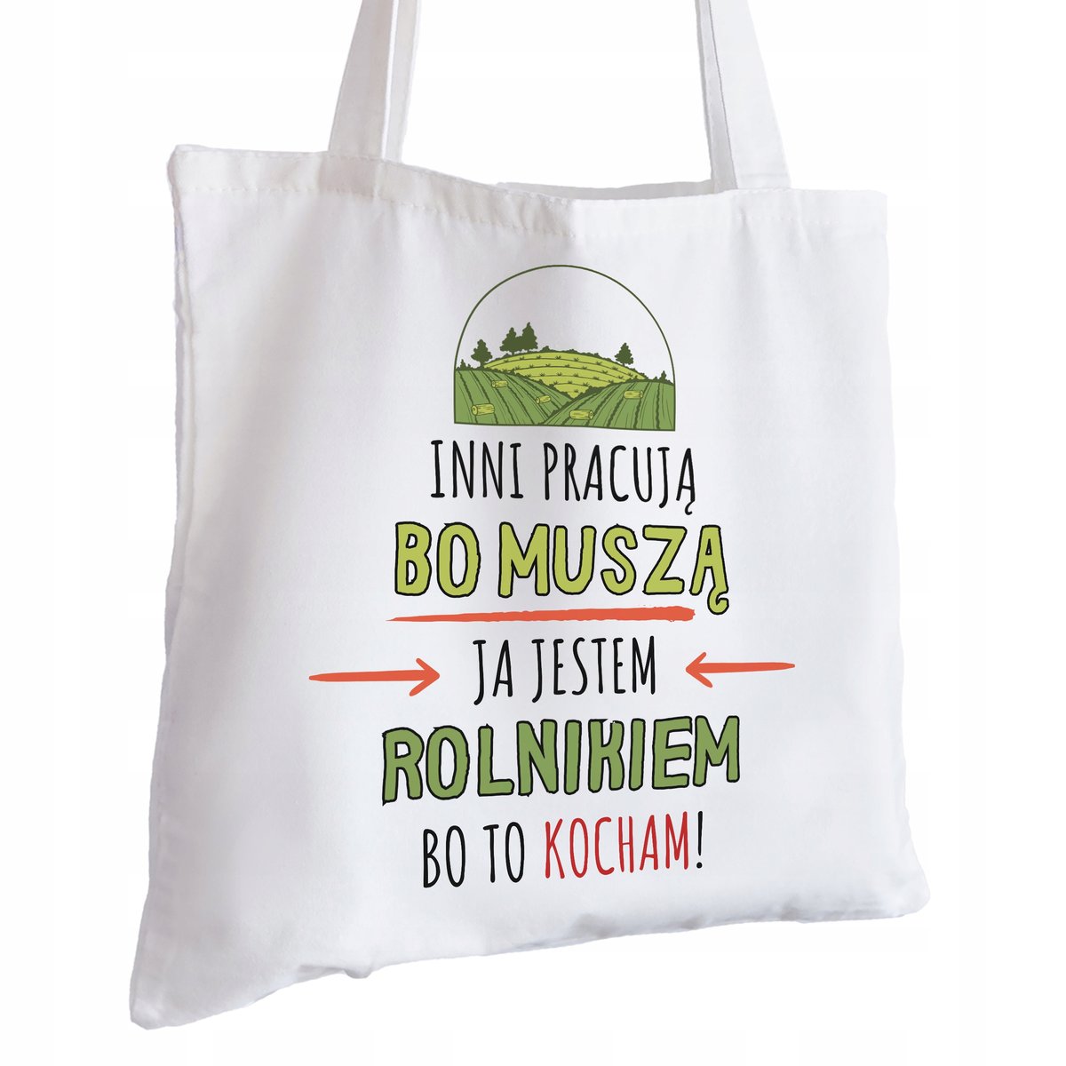 Torba Bawełniana biała dla Rolnika Na Prezent ekologiczna Trwały Nadruk