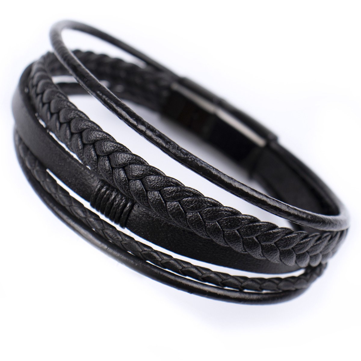 Bransoletka męska STAL SZLACHETNA 316L SKÓRA