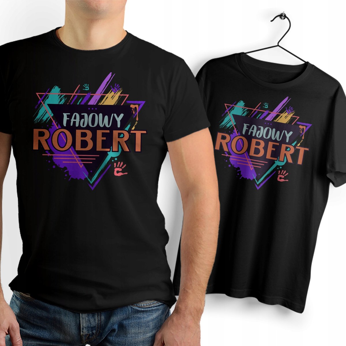 Koszulka Męska Czarna Dla Roberta T-Shirt Podkoszulek Nadruk Na Prezent
