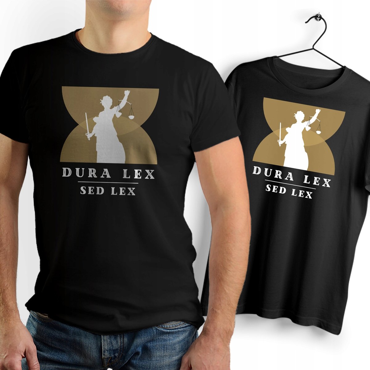 Koszulka Męska Czarna dla Prawnika Bawełniana T-shirt Trwały Nadruk