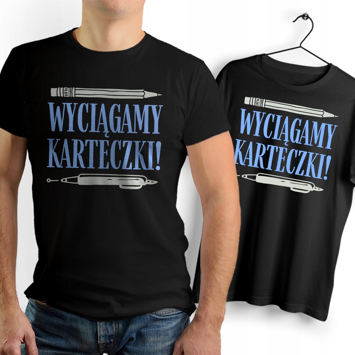Koszulka Męska Czarna dla Nauczyciela Bawełniana T-shirt Trwały Nadruk