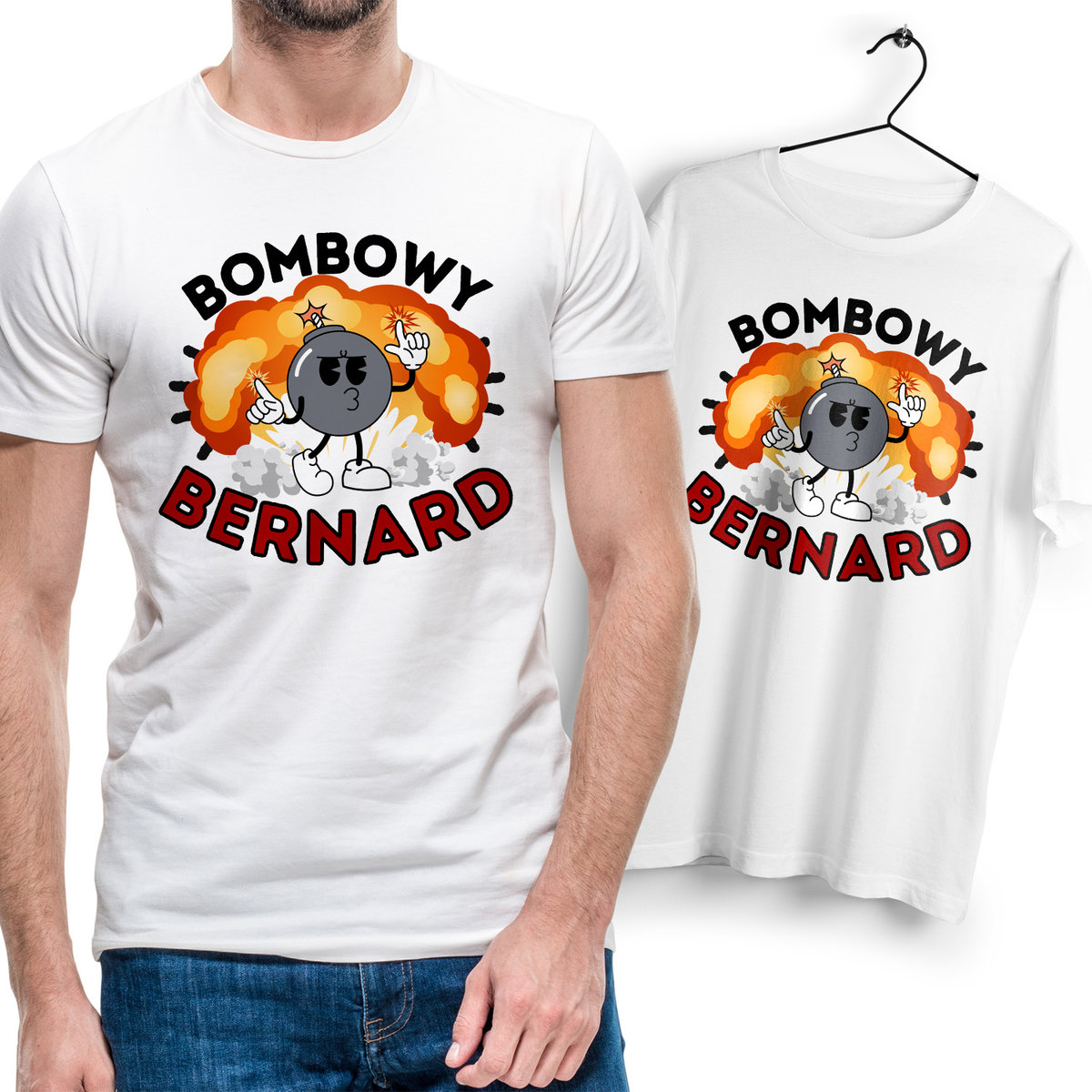 Koszulka Męska Biała Dla Bernarda T-Shirt Podkoszulek Nadruk Na Prezent