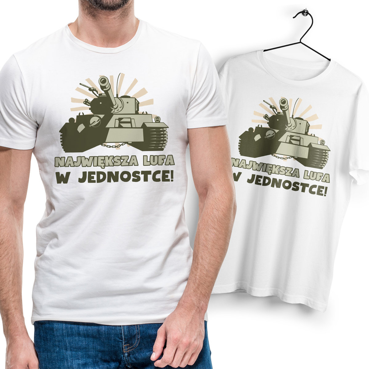 Koszulka Męska Biała dla Żołnierza Bawełniana T-shirt Trwały Nadruk