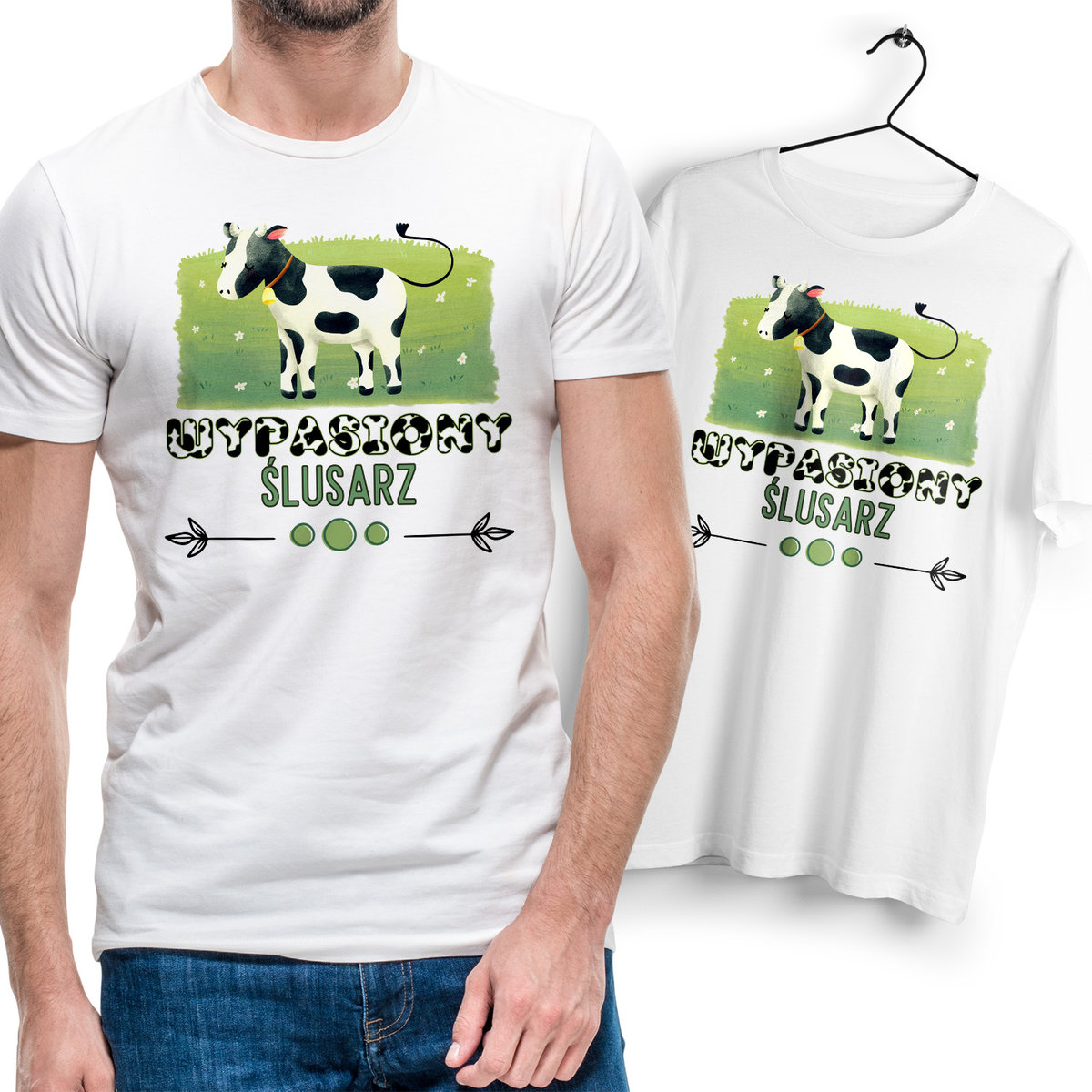 Koszulka Męska Biała dla Ślusarza Bawełniana T-shirt Trwały Nadruk