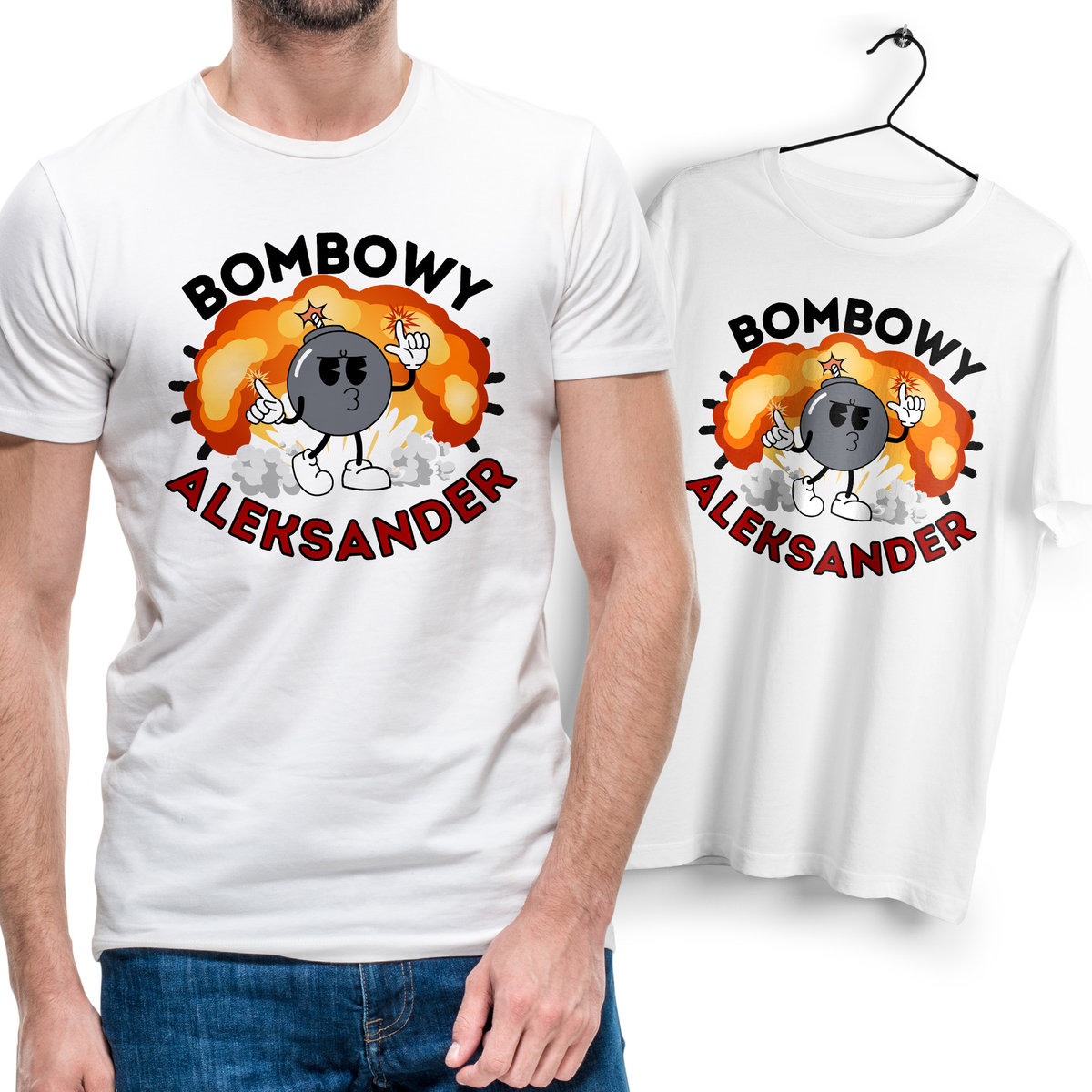 Koszulka Męska Biała Dla Aleksandra T-Shirt Podkoszulek Nadruk Na Prezent