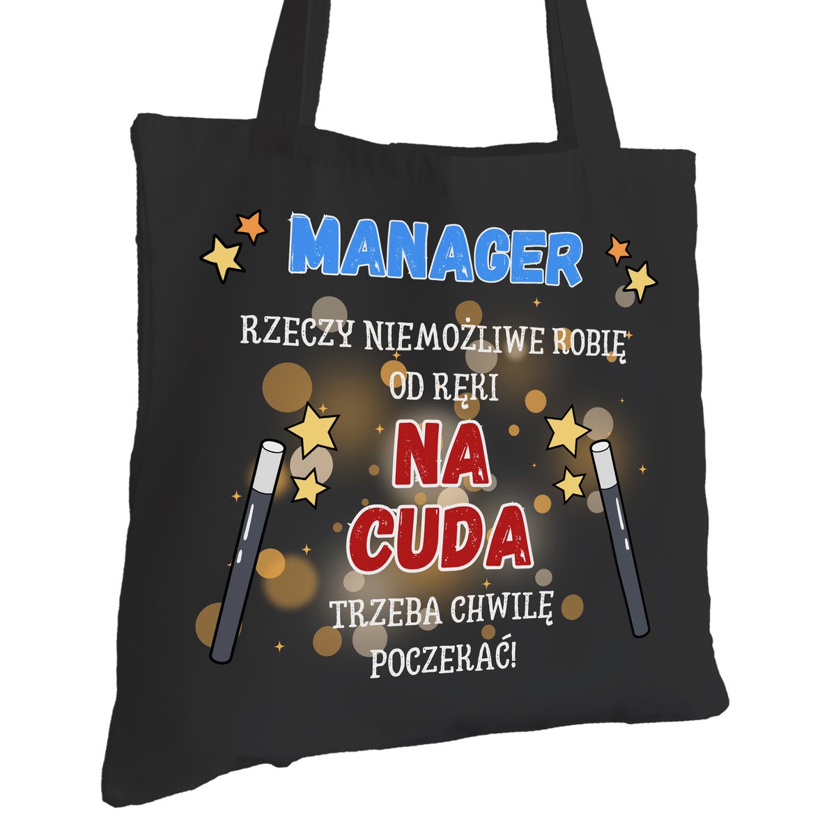 Torba Bawełniana dla Managera Czarna Na Prezent Ekologiczna Trwały Nadruk