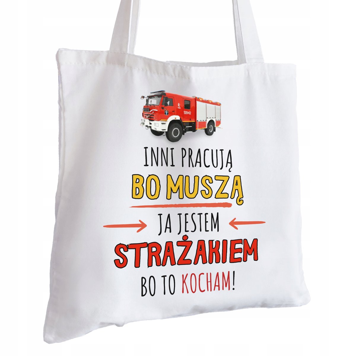 Torba Bawełniana biała dla Strażaka Na Prezent ekologiczna Trwały Nadruk