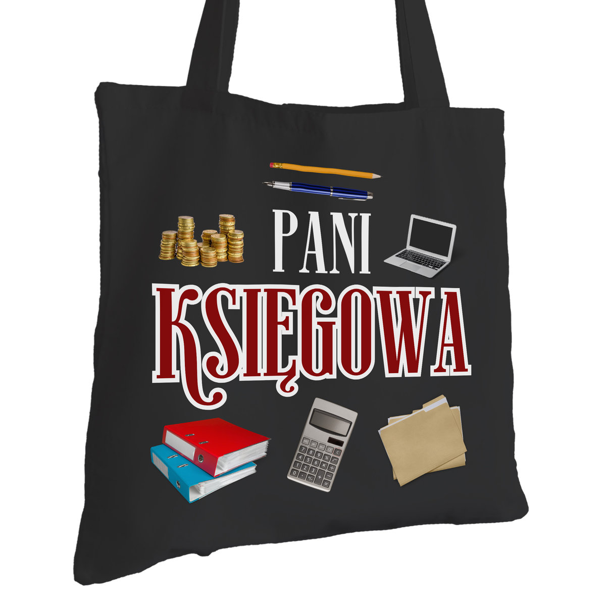Torba Bawełniana dla Księgowej Czarna Na Prezent ekologiczna Trwały Nadruk