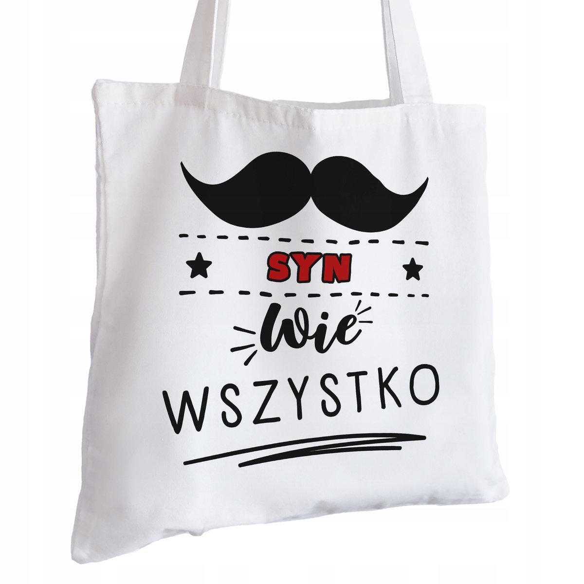 Torba Bawełniana biała dla Syna Na Prezent ekologiczna Trwały Nadruk