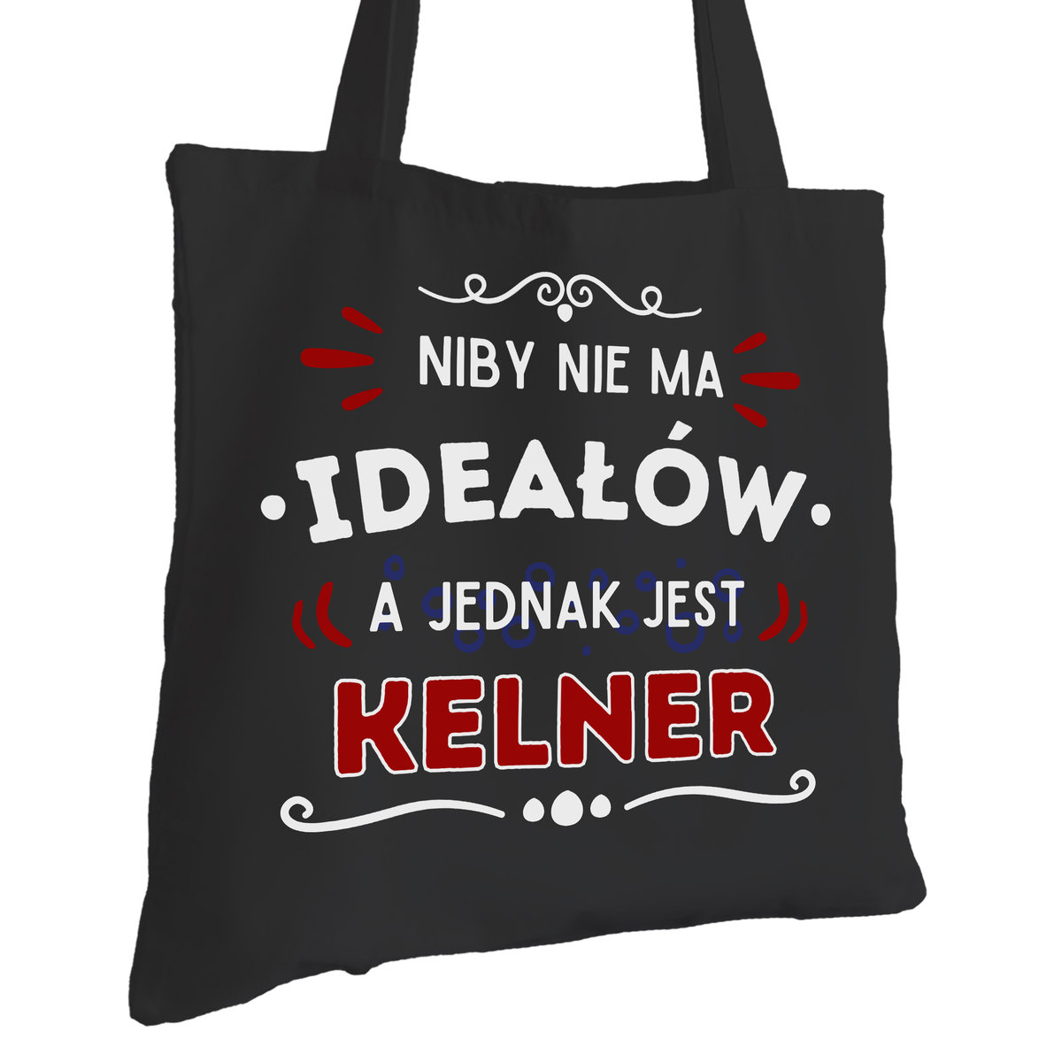 Torba Bawełniana dla Kelnera Czarna Na Prezent Ekologiczna Trwały Nadruk
