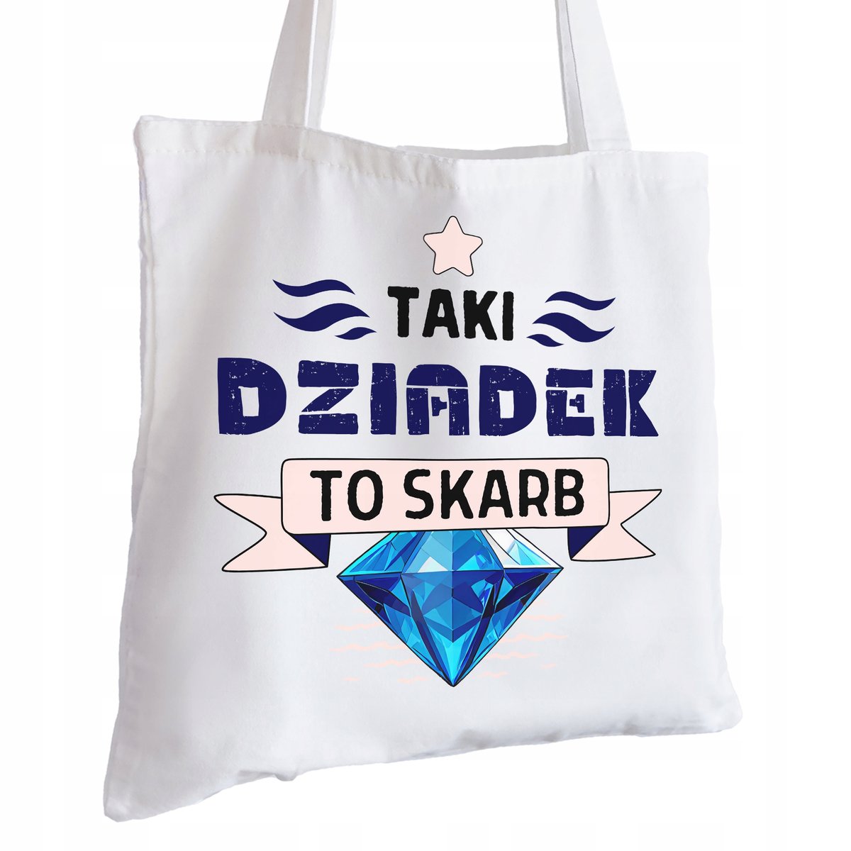Torba Bawełniana biała dla Dziadka Na Prezent ekologiczna Trwały Nadruk