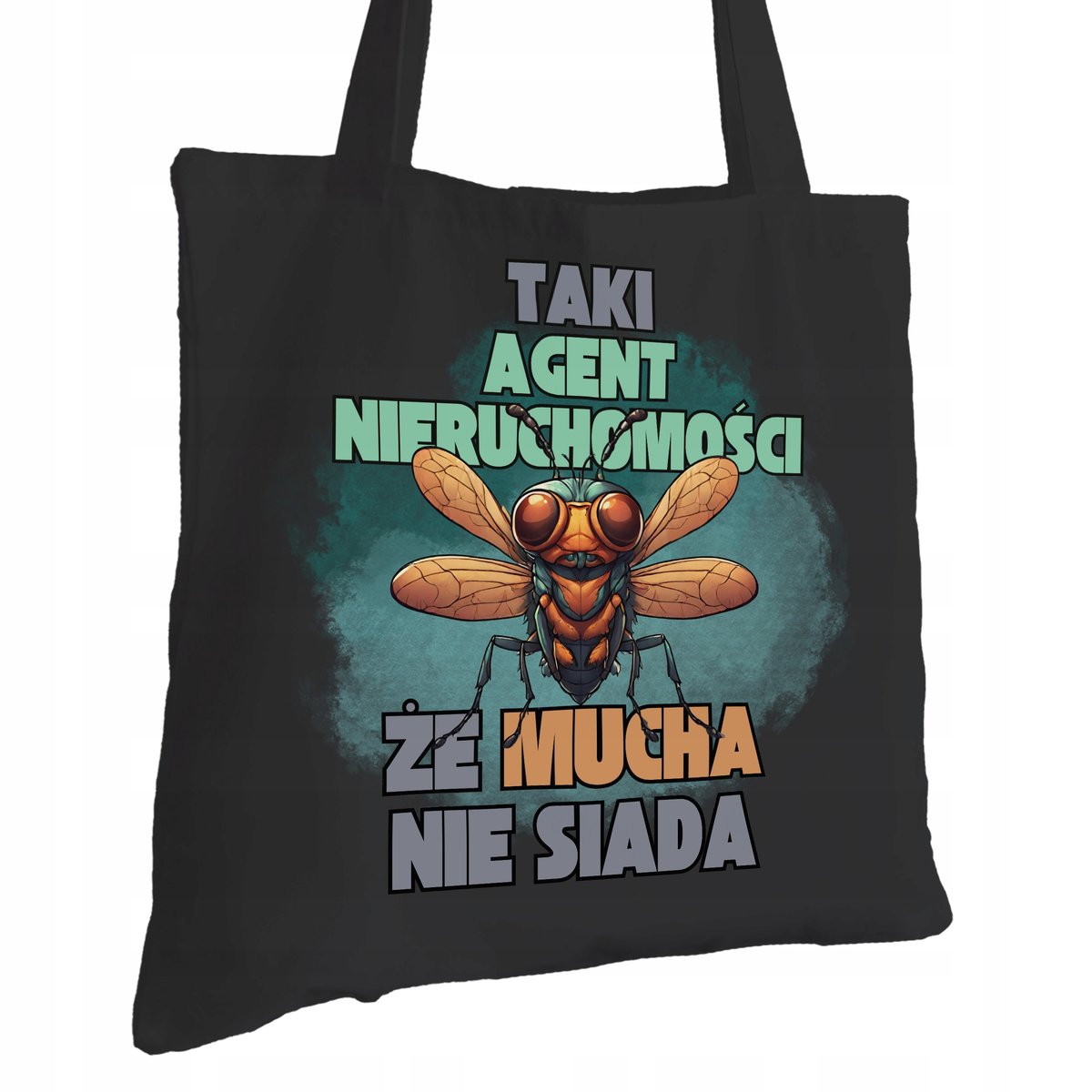 Torba Bawełniana dla Agenta Nieruchomości Czarna Na Prezent Trwały Nadruk