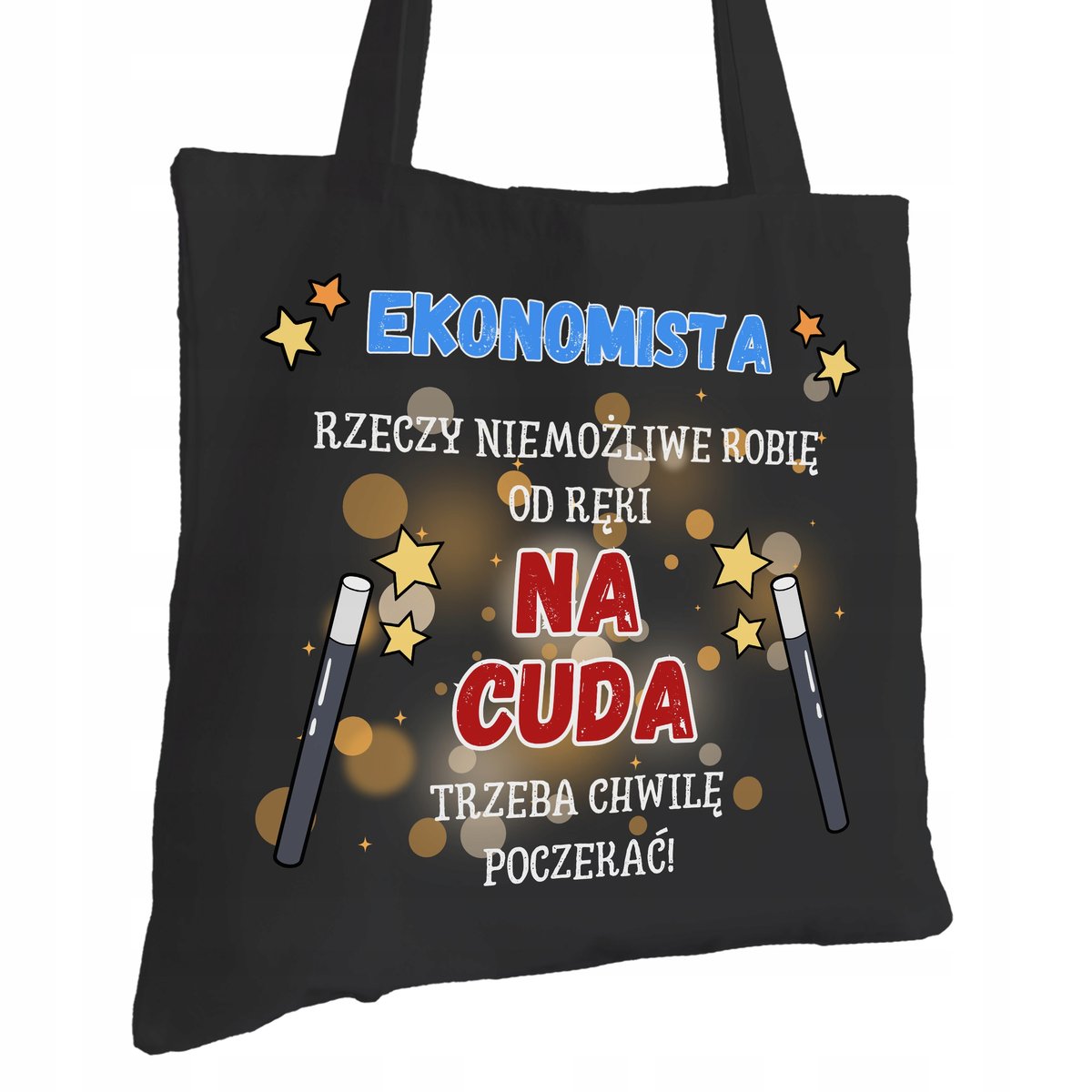 Torba Bawełniana dla Ekonomisty Czarna Na Prezent ekologiczna Trwały Nadruk