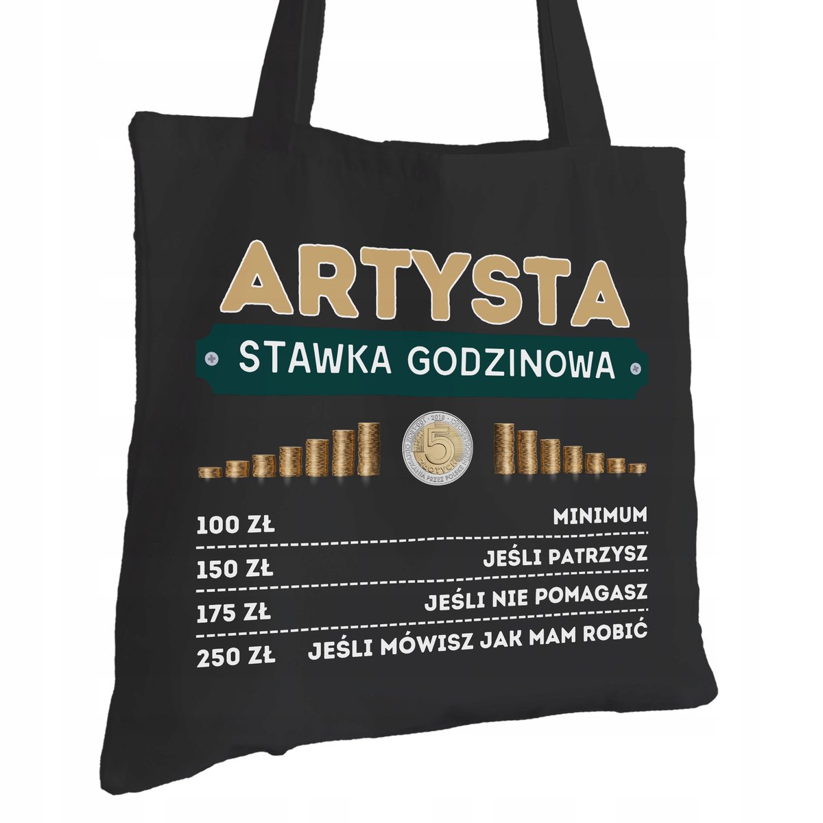 Torba Bawełniana dla Artysty Czarna Na Prezent ekologiczna Trwały Nadruk