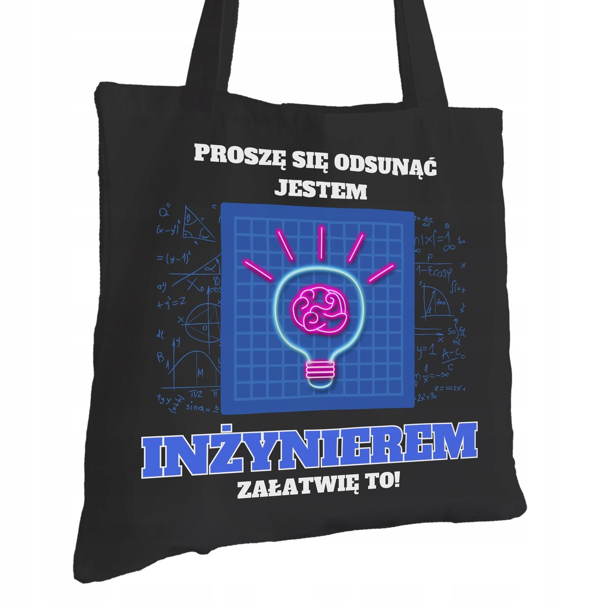Torba Bawełniana dla Inżyniera Czarna Na Prezent ekologiczna Trwały Nadruk