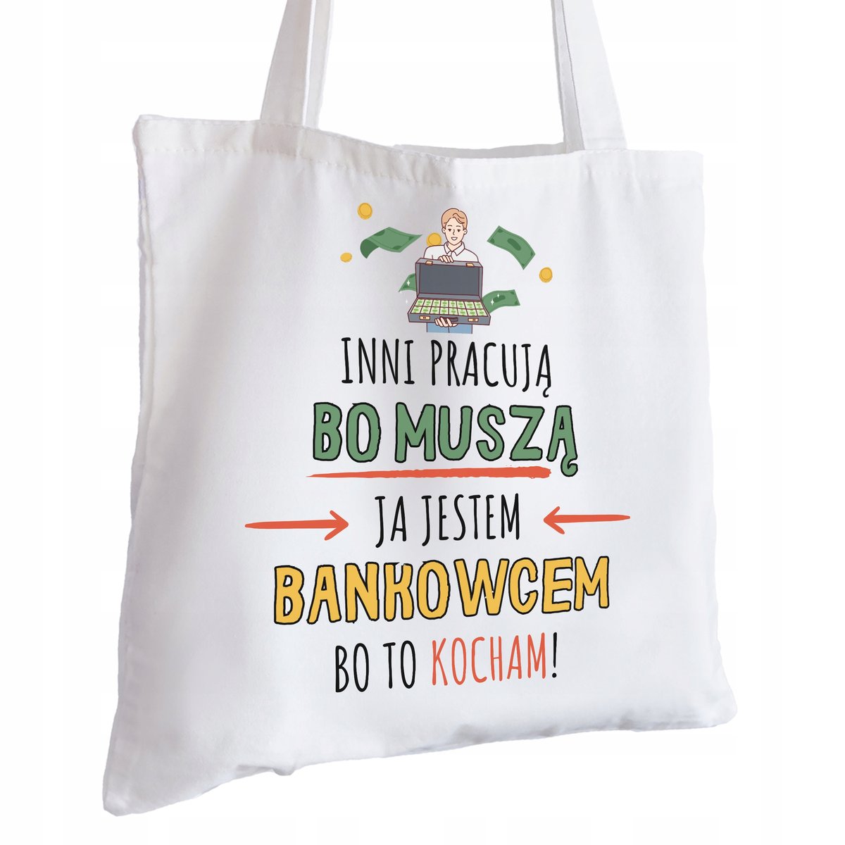 Torba Bawełniana biała dla Bankowca Na Prezent ekologiczna Trwały Nadruk