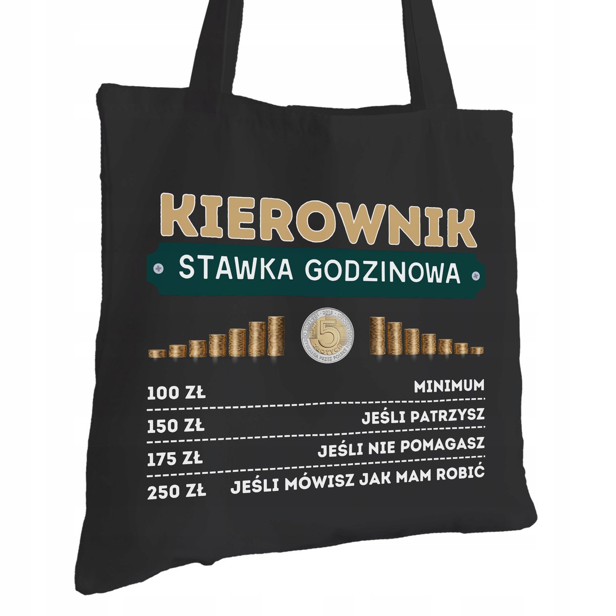 Torba Bawełniana dla Kierownika Czarna Na Prezent Ekologiczna Trwały Nadruk