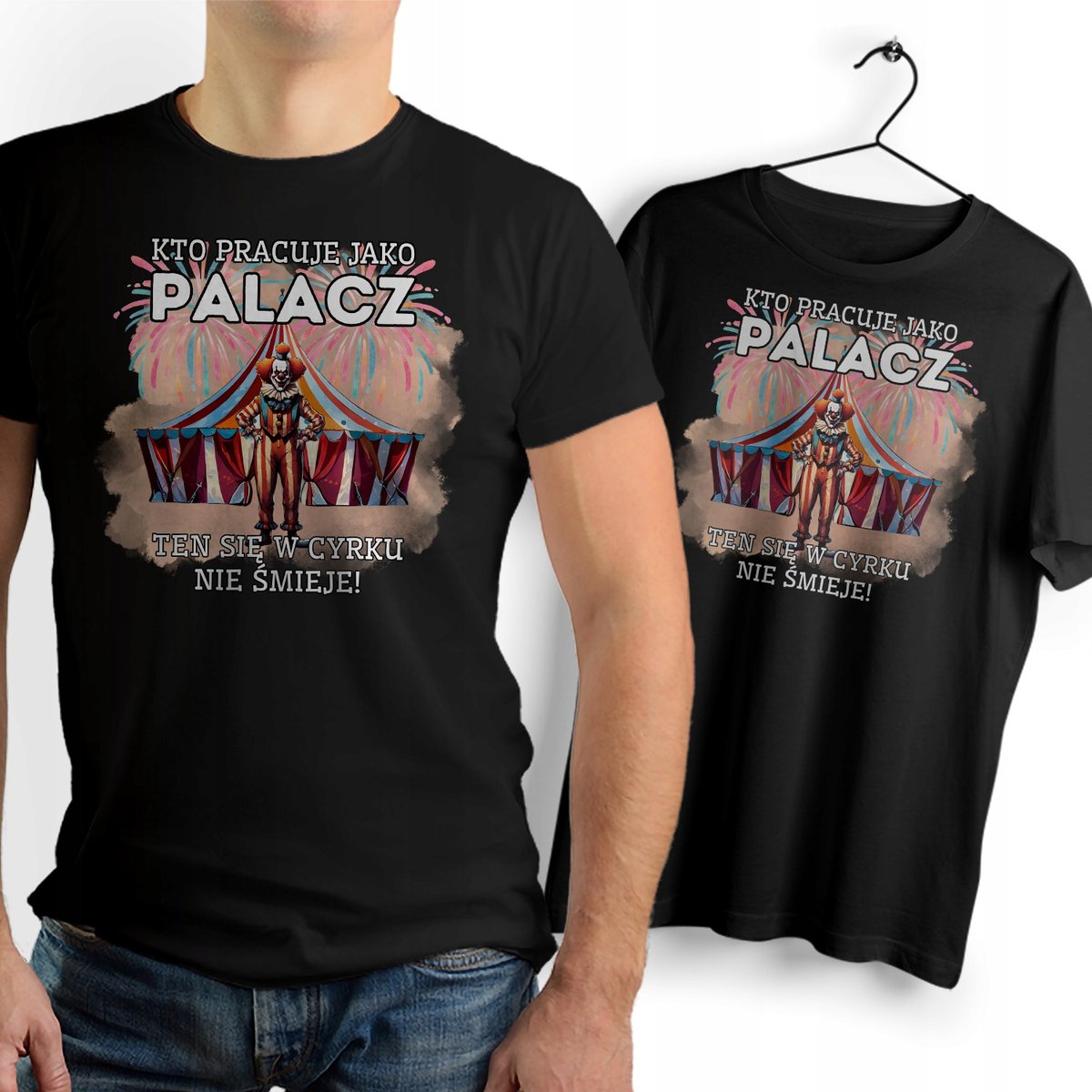 Koszulka Męska Czarna dla Palacza Bawełniana T-shirt Trwały Nadruk