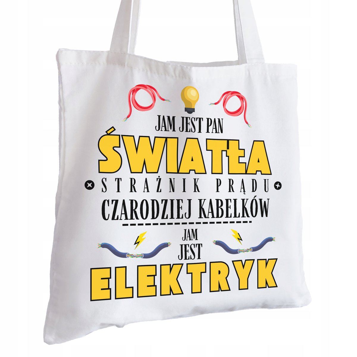 Torba Bawełniana biała dla Elektryka Na Prezent ekologiczna Trwały Nadruk