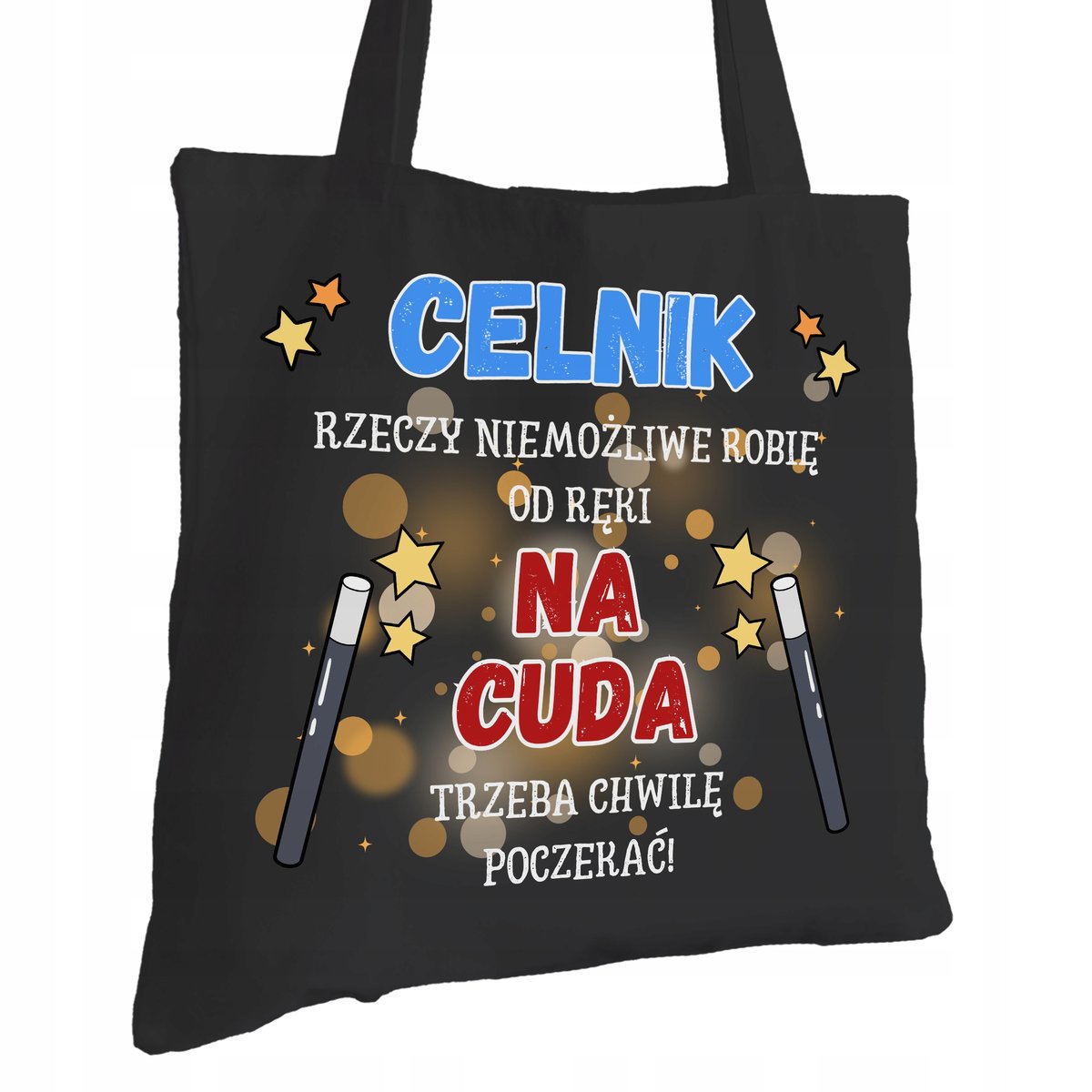 Torba Bawełniana dla Celnika Czarna Na Prezent ekologiczna Trwały Nadruk