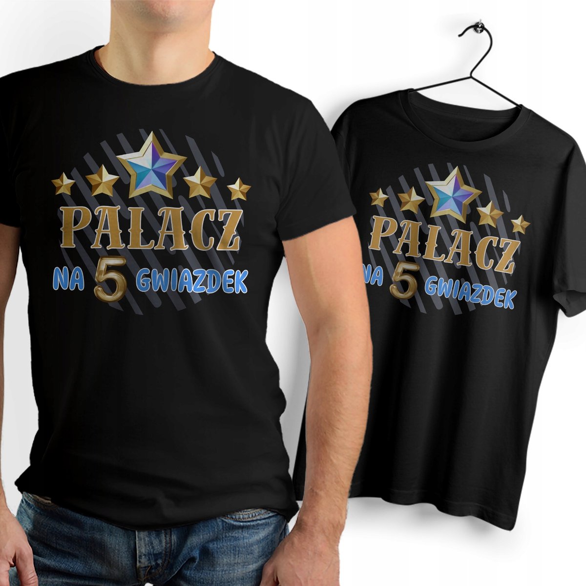 Koszulka Męska Czarna dla Palacza Bawełniana T-shirt Trwały Nadruk
