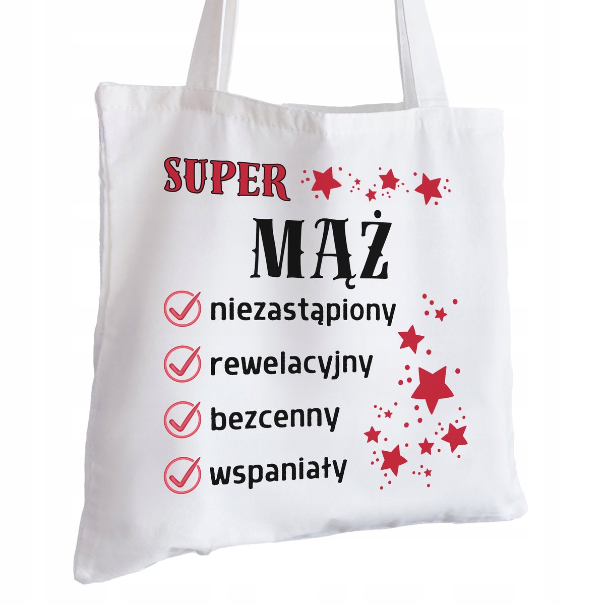 Torba Bawełniana biała dla Męża Na Prezent ekologiczna Trwały Nadruk