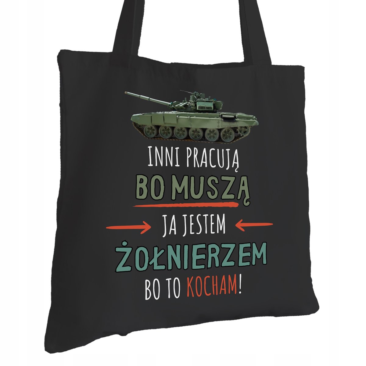 Torba Bawełniana dla Żołnierza Czarna Na Prezent ekologiczna Trwały Nadruk
