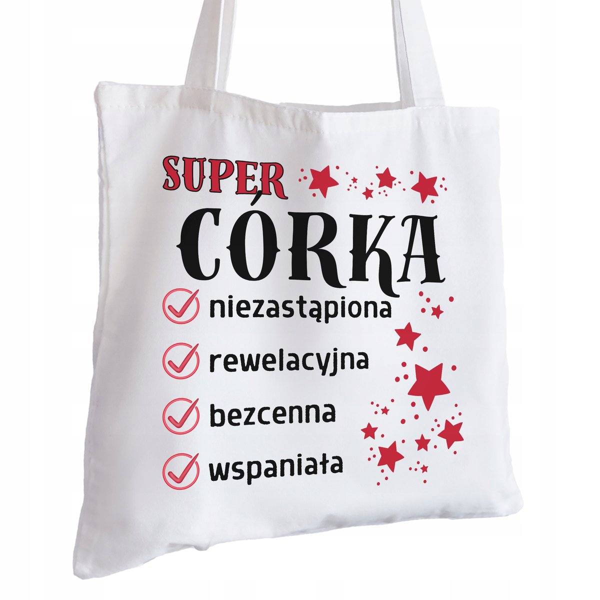 Torba Bawełniana biała dla Córki Na Prezent ekologiczna Trwały Nadruk