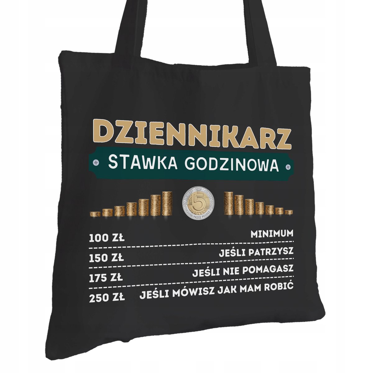 Torba Bawełniana dla Dziennikarza Czarna Prezent ekologiczna Trwały Nadruk