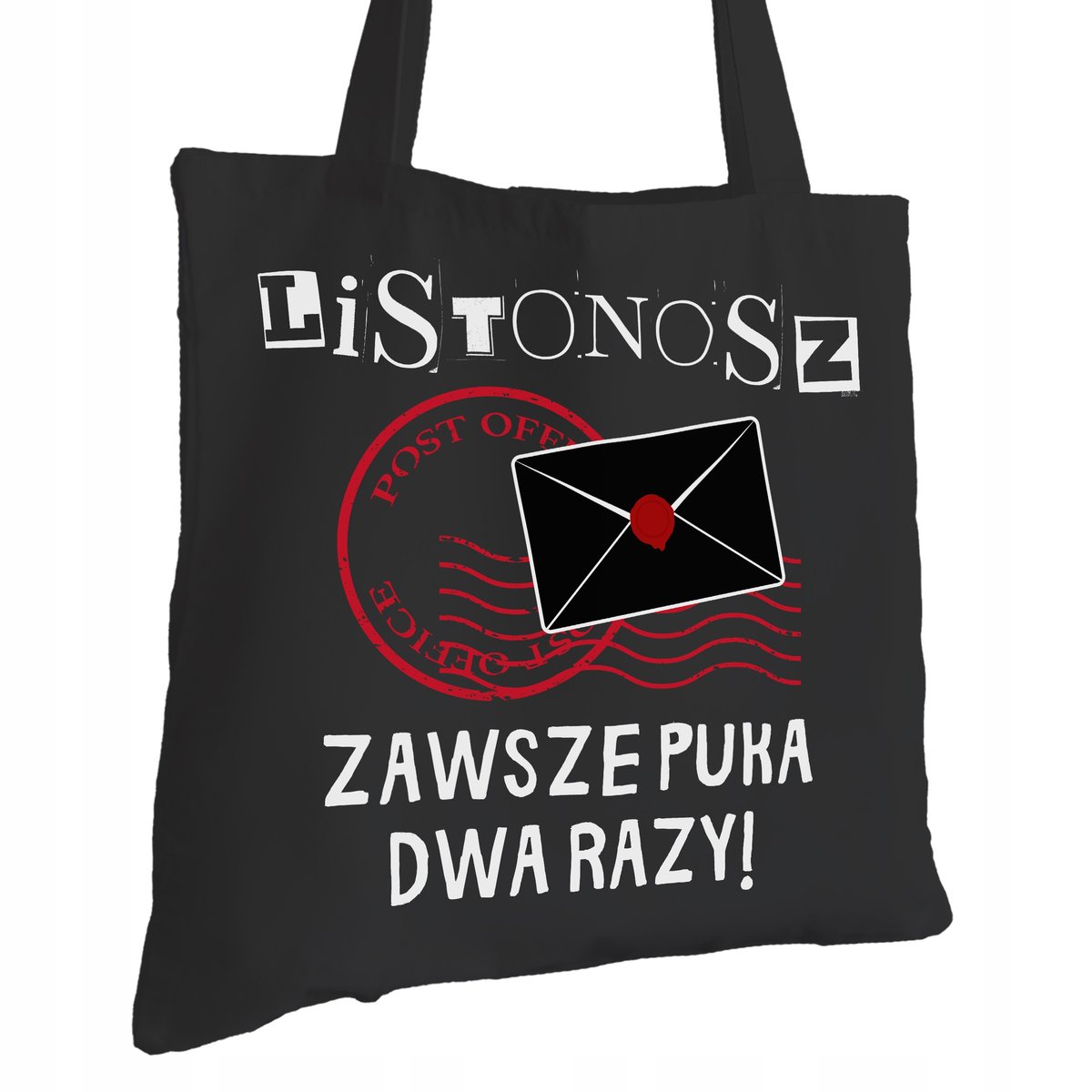 Torba Bawełniana dla Listonosza Czarna Na Prezent ekologiczna Trwały Nadruk