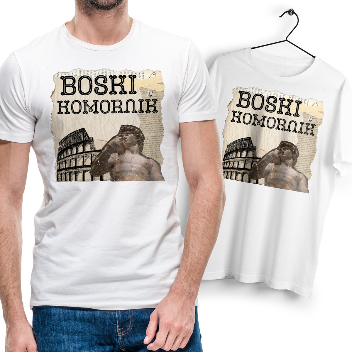Koszulka Męska Biała dla Komornika Bawełniana T-shirt Trwały Nadruk
