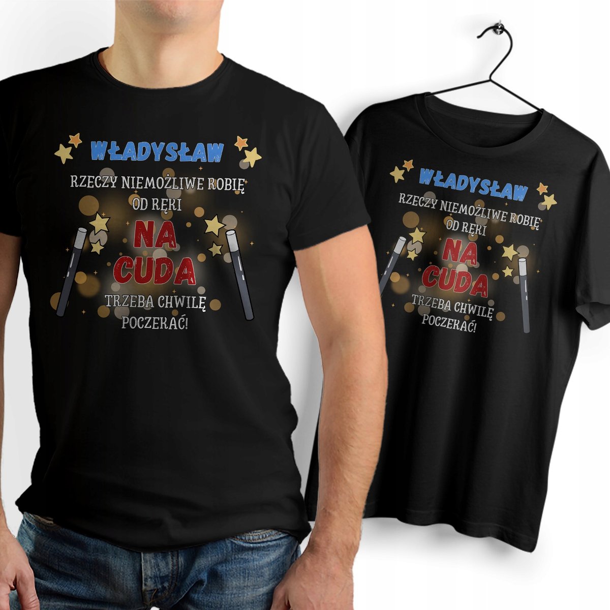 Koszulka Męska Czarna Dla Władysława T-Shirt Podkoszulek Na Prezent Gift