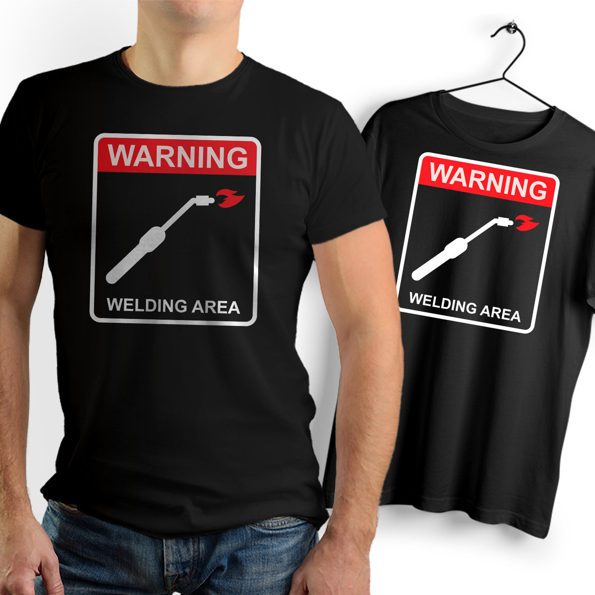 Koszulka Męska Czarna dla Spawacza Bawełniana T-shirt Trwały Nadruk