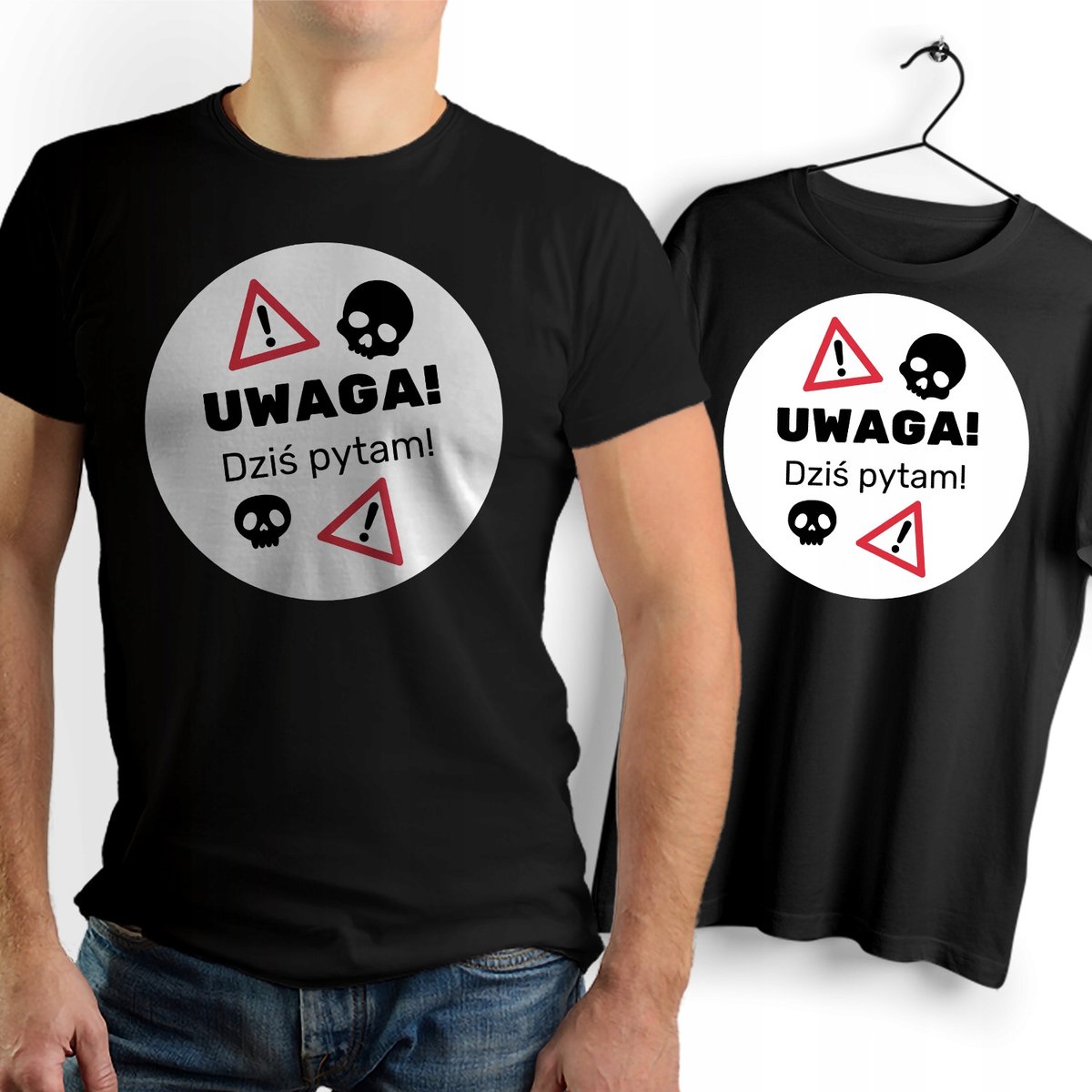 Koszulka Męska Czarna dla Nauczyciela Bawełniana T-shirt Trwały Nadruk