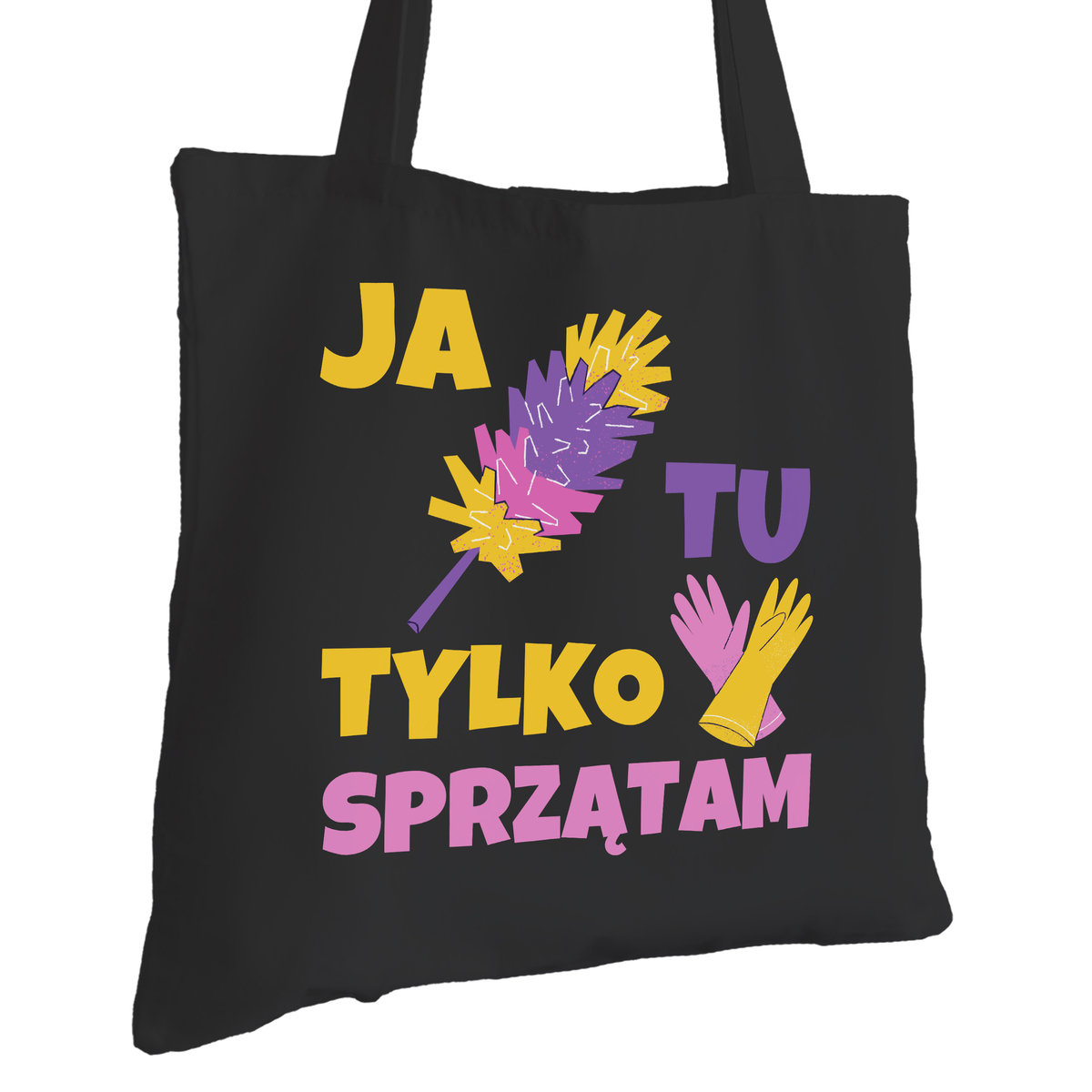 Torba Bawełniana dla Sprzątaczki Czarna Prezent ekologiczna Trwały Nadruk