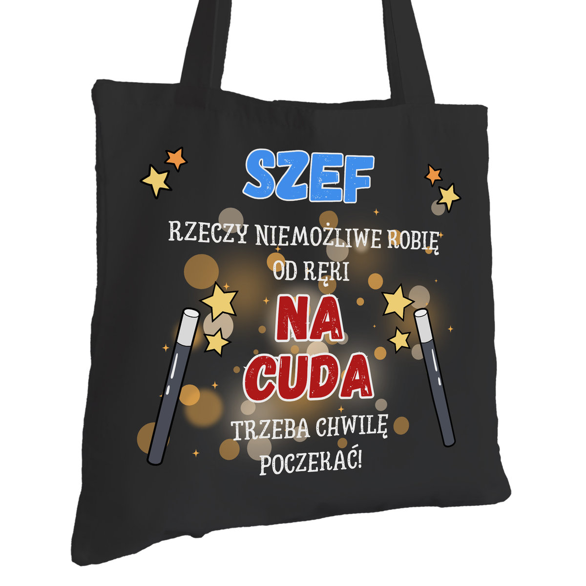 Torba Bawełniana dla Szefa Czarna Na Prezent Ekologiczna Trwały Nadruk