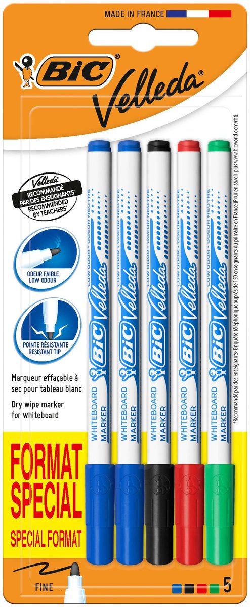 BIC, marker suchościeralny bic velleda fine 1721 blister 5 szt.