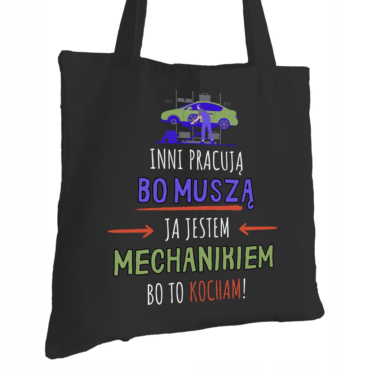 Torba Bawełniana dla Mechanika Czarna Na Prezent ekologiczna Trwały Nadruk