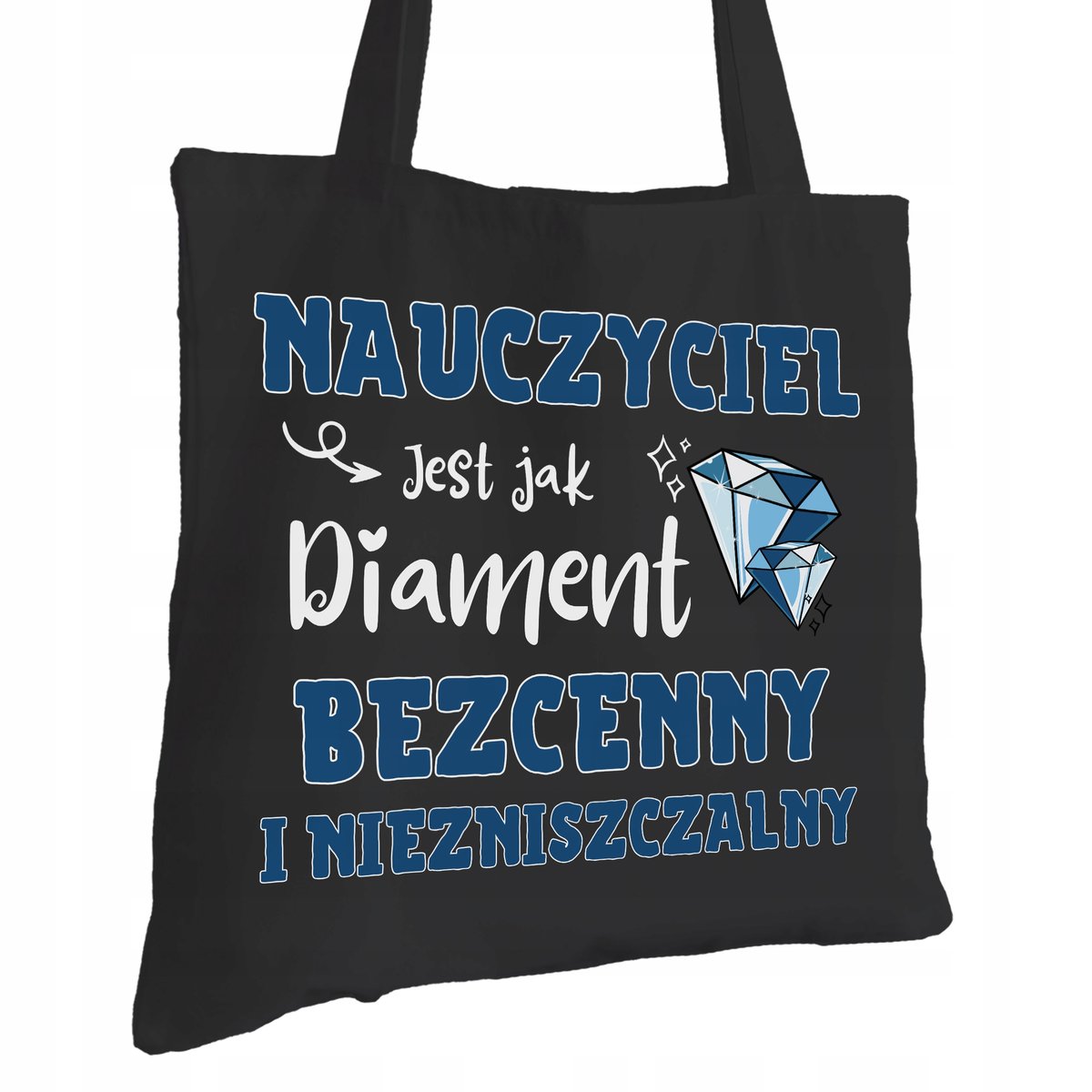 Torba Bawełniana dla Nauczyciela Czarna Prezent ekologiczna Trwały Nadruk