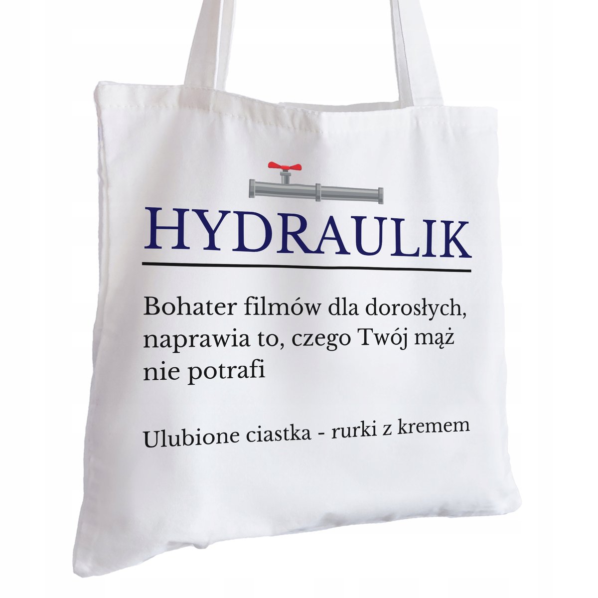 Torba Bawełniana biała dla Hydraulika Na Prezent ekologiczna Trwały Nadruk