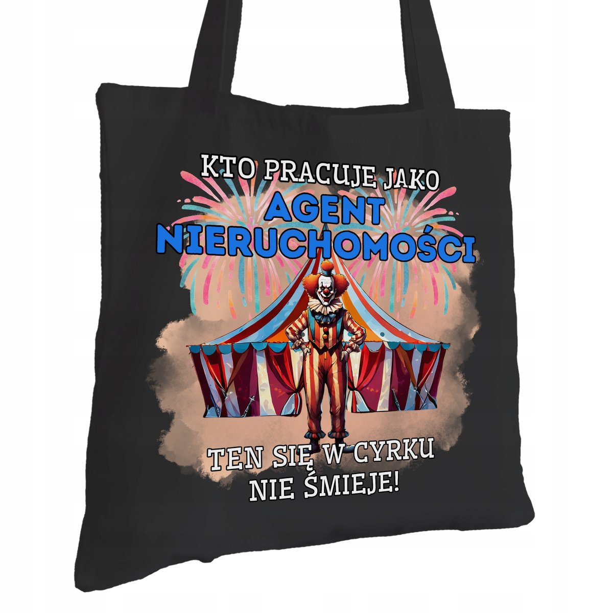 Torba Bawełniana dla Agenta Nieruchomości Czarna Na Prezent Trwały Nadruk