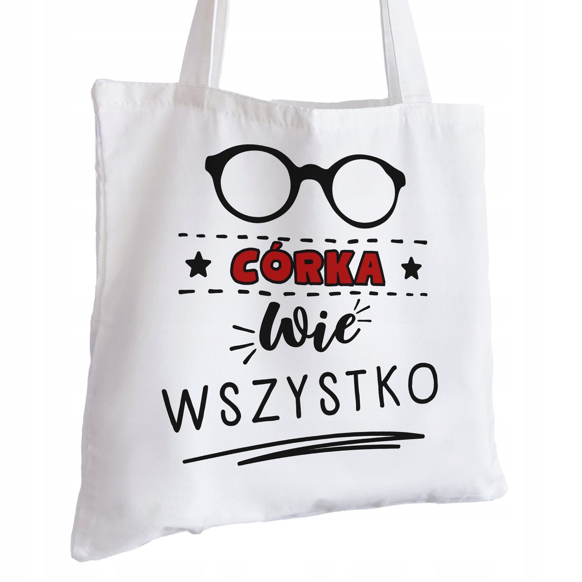Torba Bawełniana biała dla Córki Na Prezent ekologiczna Trwały Nadruk