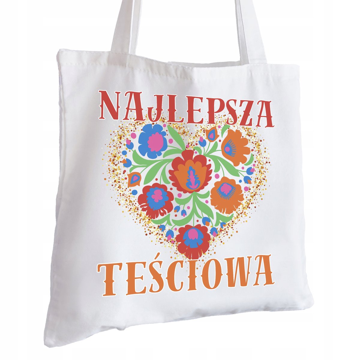 Torba Bawełniana biała dla Teściowej Na Prezent ekologiczna Trwały Nadruk