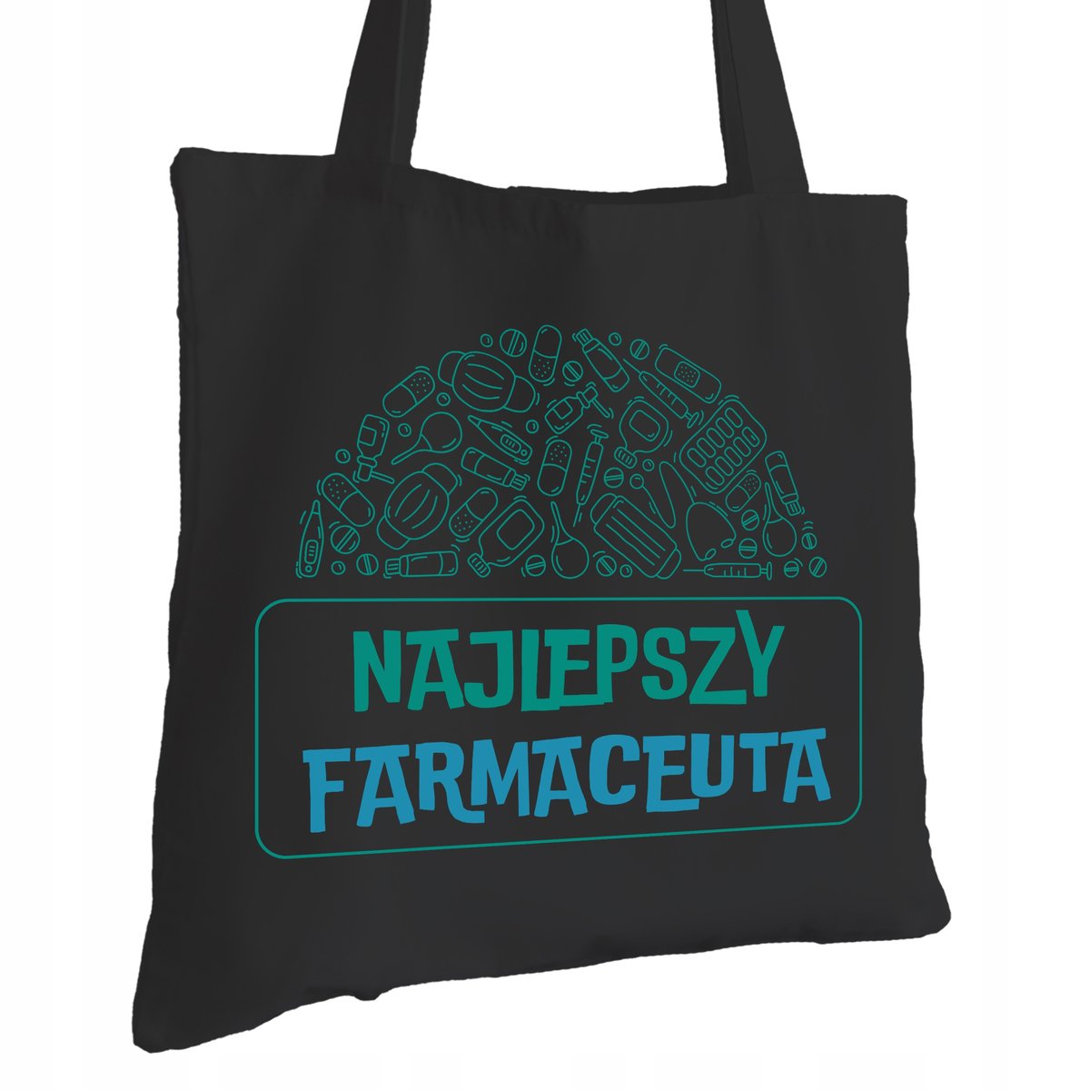 Torba Bawełniana dla Farmaceuty Czarna Na Prezent ekologiczna Trwały Nadruk