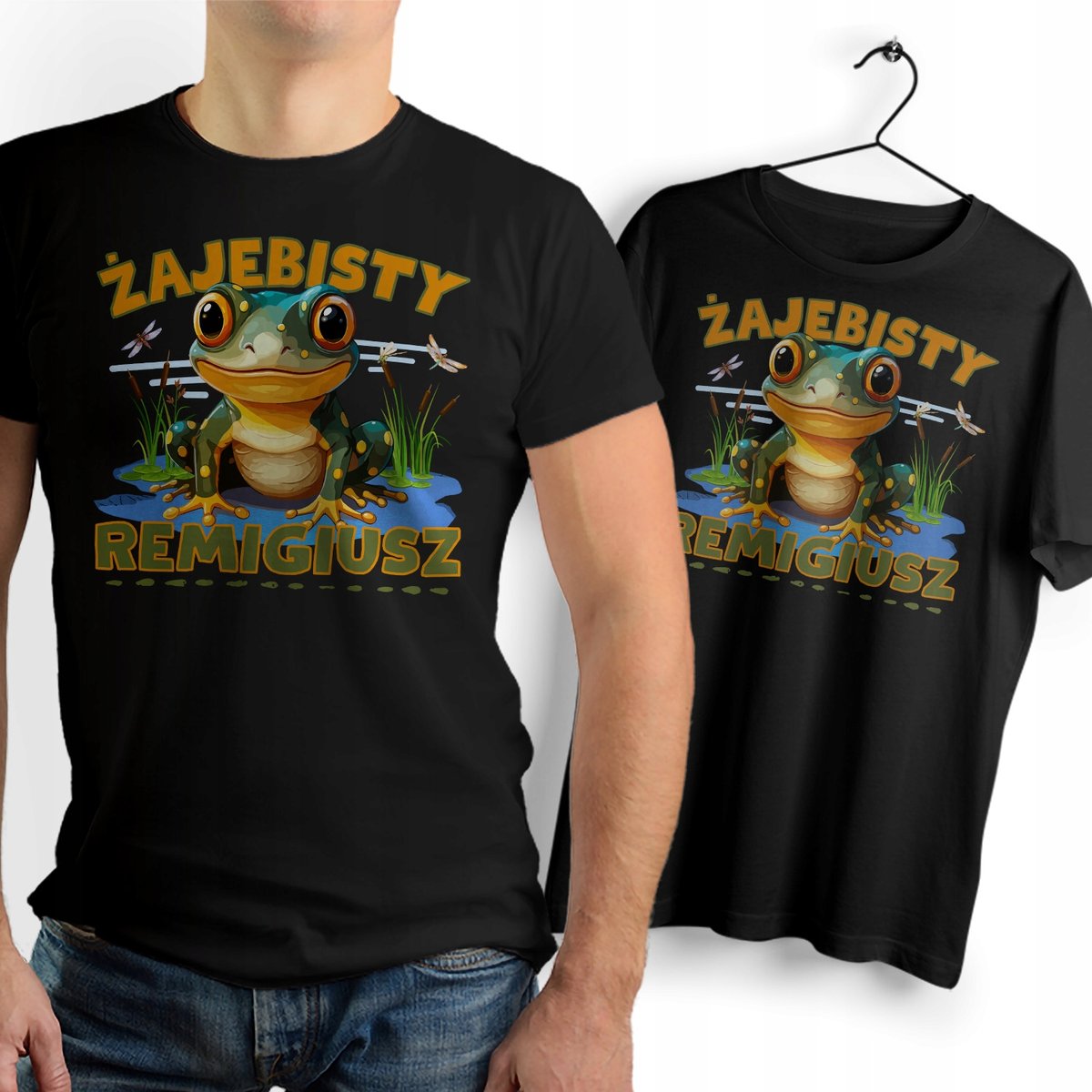 Koszulka Męska Czarna Dla Remigiusza T-Shirt Podkoszulek Nadruk Na Prezent