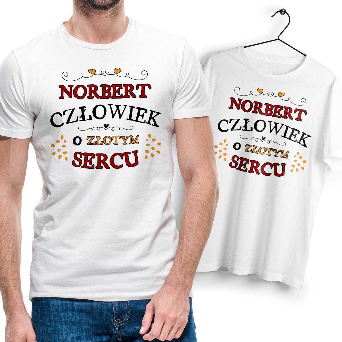 Koszulka Męska Biała Dla Norberta T-Shirt z Nadrukiem Zdjęciem Na Prezent