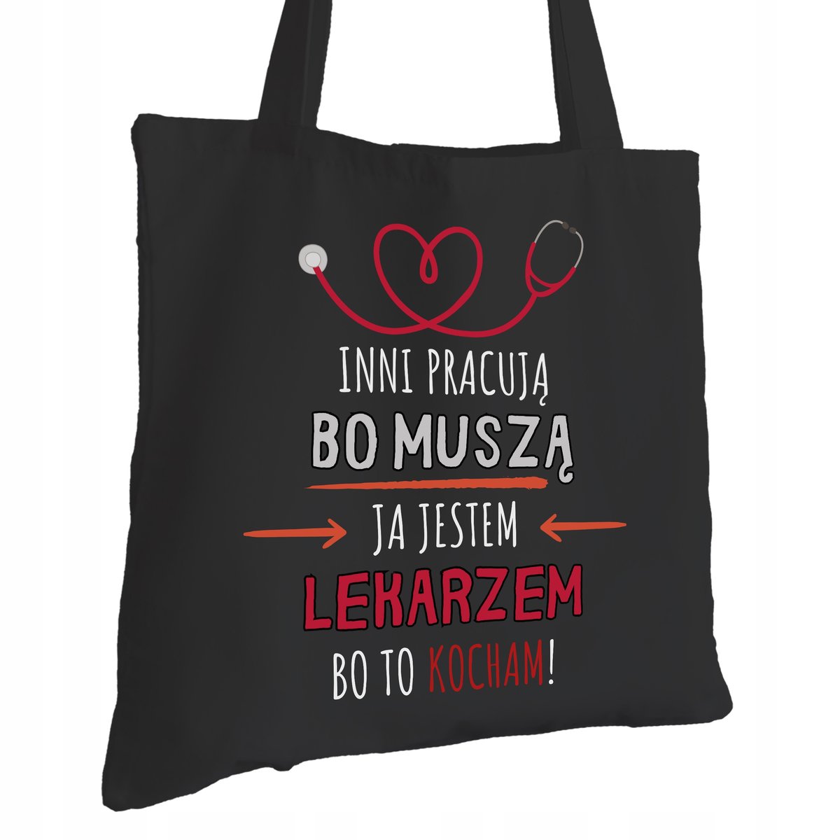 Torba Bawełniana dla Lekarza Czarna Na Prezent ekologiczna Trwały Nadruk