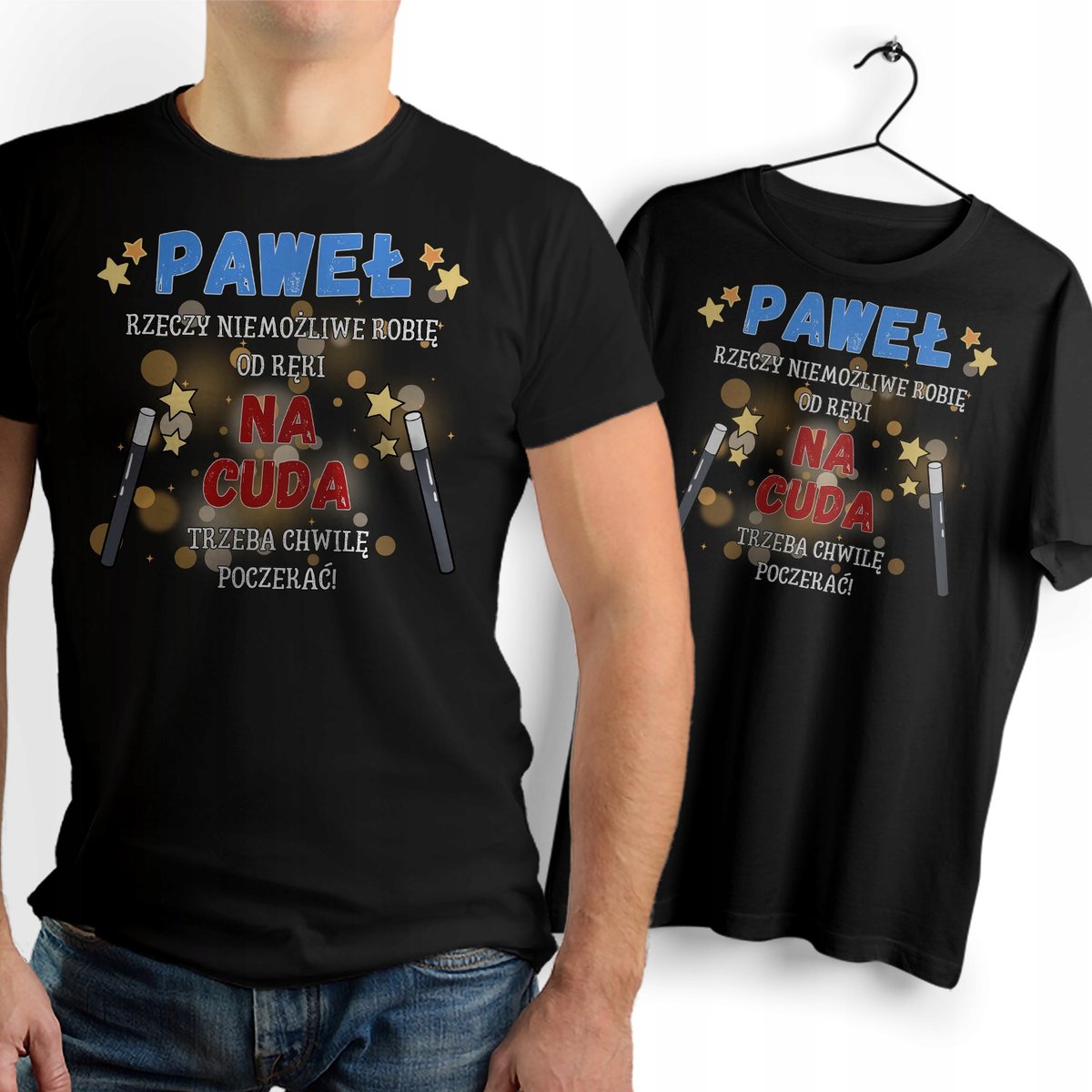 Koszulka Męska Czarna Dla Pawła T-Shirt Podkoszulek Nadruk Na Prezent
