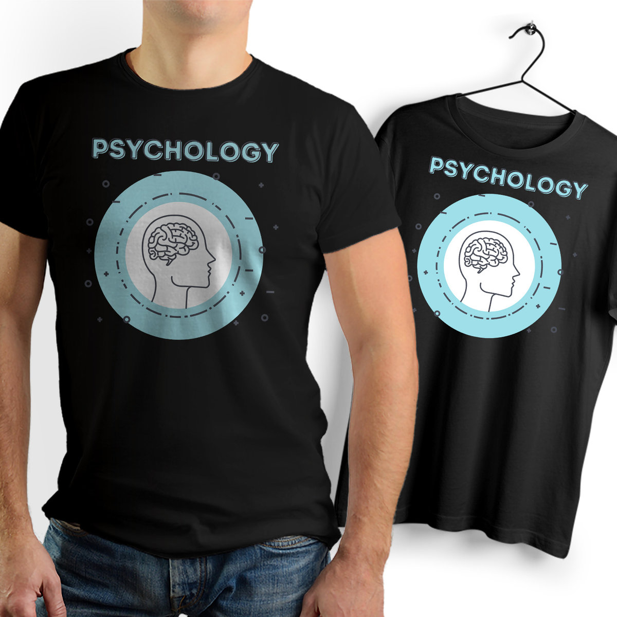Koszulka Męska Czarna dla Psychologa Bawełniana T-shirt Trwały Nadruk