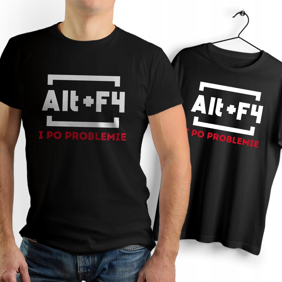 Koszulka Męska Czarna dla Programisty Bawełniana T-shirt Trwały Nadruk